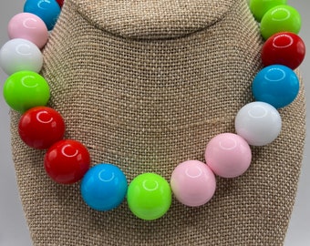 Chunky Bubblegum Perlenkette: Bunte Acryl Gumball Stil