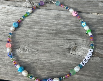 Customizable Beaded Necklace, Trendy Y2K Necklace, Freshwater Pearl and Mixed Bead Necklace