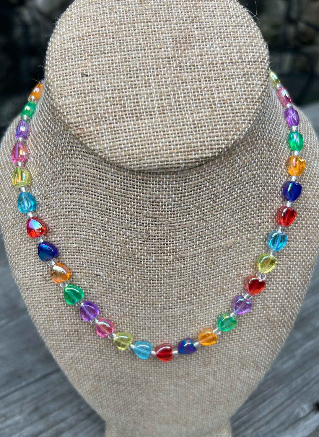 Unity Beaded Necklace with Heart Pendant - Choose your color