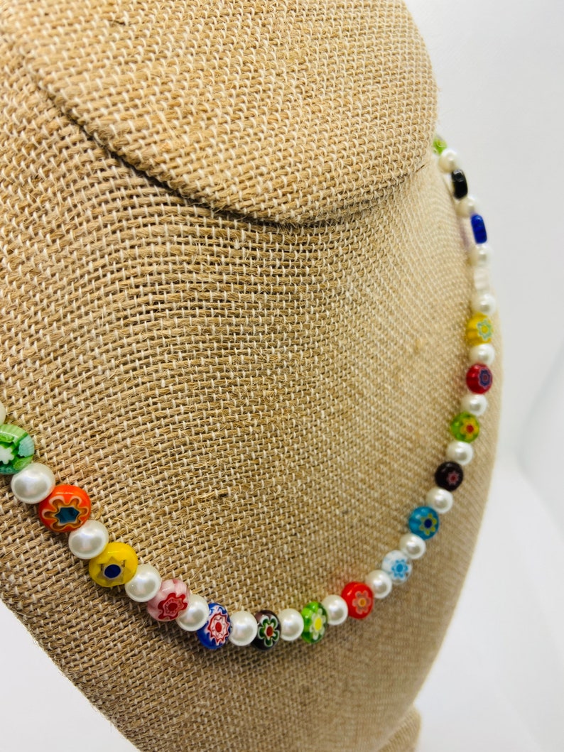Adjustable Multicolor Millefiori Glass Bead Necklace Colorful - Etsy