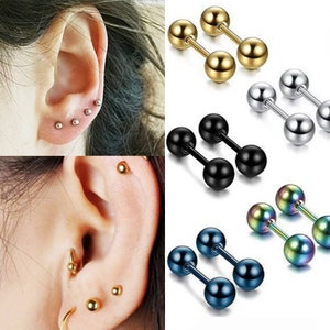 Pairs of Ball Stud 16G Tragus Helix Cone Stud Spikes Barbell earrings size 3,4,5,6mm