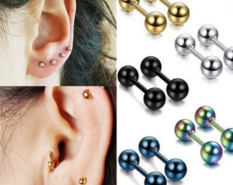 Pairs of Ball Stud 16G Tragus Helix Cone Stud Spikes Barbell earrings size 3,4,5,6mm