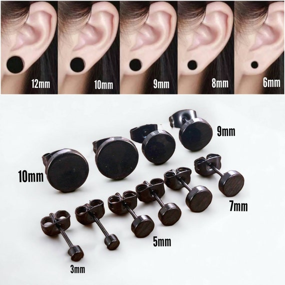 PAIR Black Surgical Stainless Steel Tiny Round Ball Bead Stud Earrings 3mm  | eBay