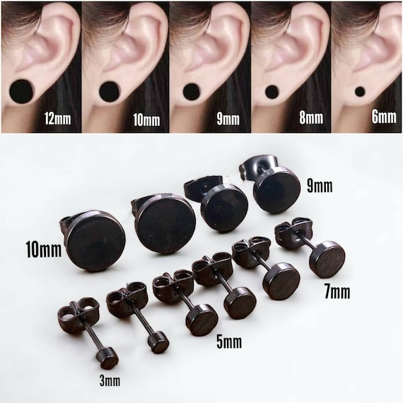 PAIR Black Surgical Stainless Steel Tiny Round Ball Bead Stud Earrings 3mm  | eBay