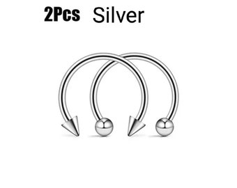 16G  Horseshoe Nose Ring Lip Rings Ball Stainless Steel (2 pieces set)