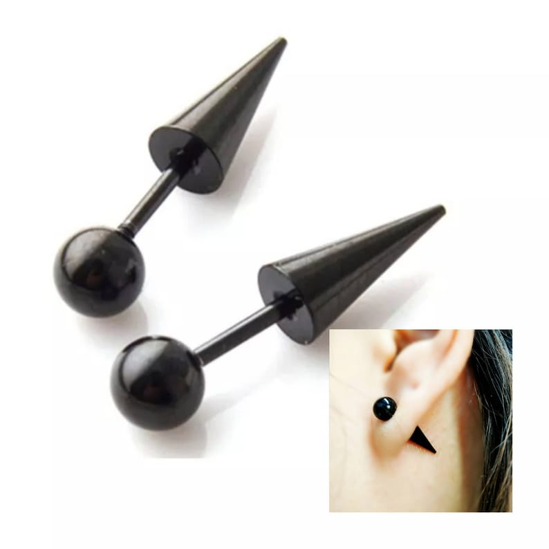16G Spike Stud Earrings Stainless Steel Cone Barbells Helix Pierce Earrings image 2