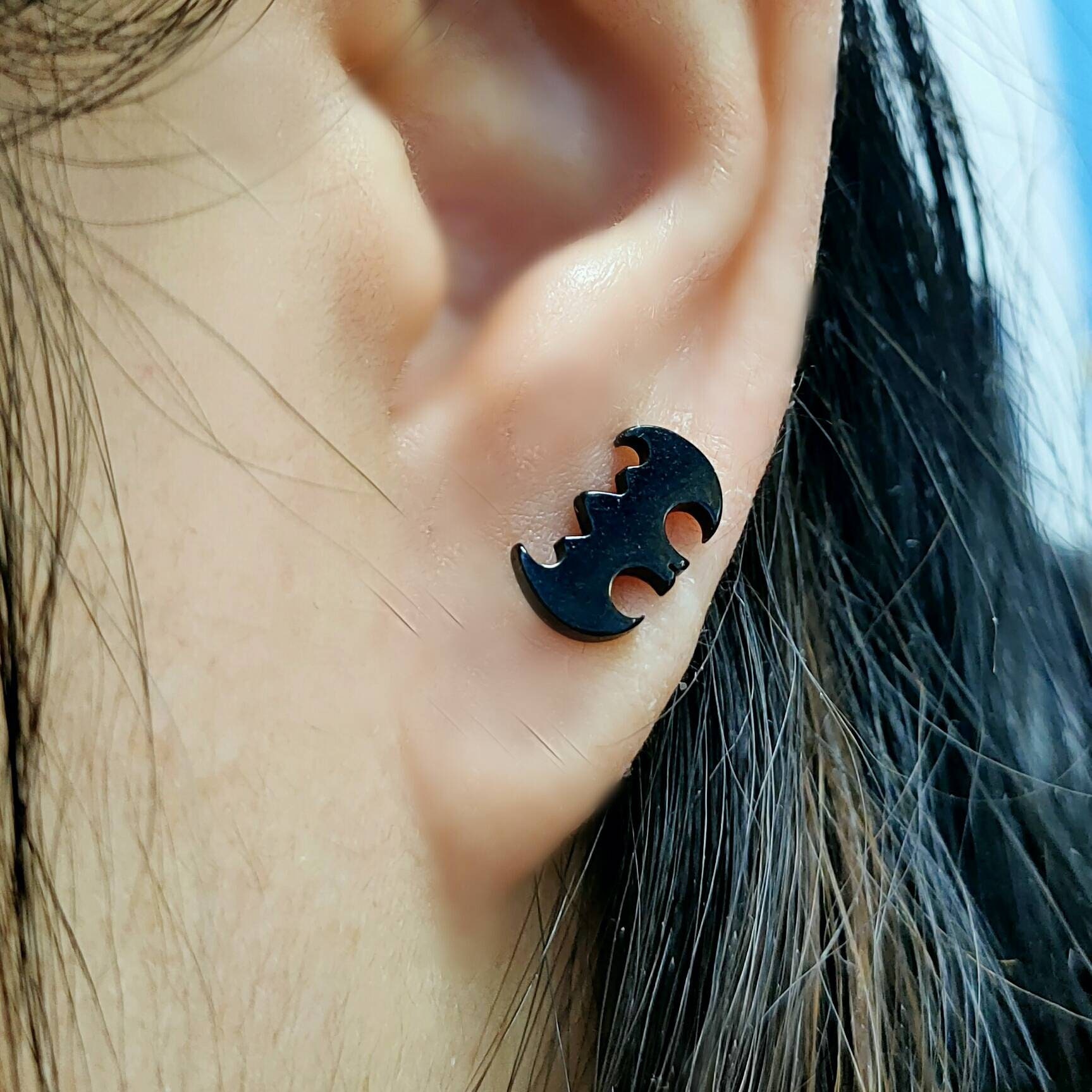 Batman Logo Hand Painted Wood Dangle Earrings - MOON CHILD TRINKETS