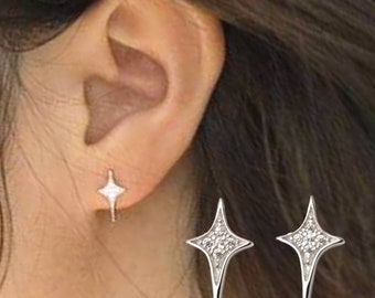Sterling Silver Twilight Cross Earrings Cubic Zircon Ear Stud Earrings