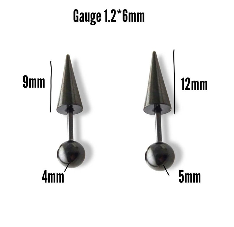 16G Spike Stud Earrings Stainless Steel Cone Barbells Helix Pierce Earrings image 3