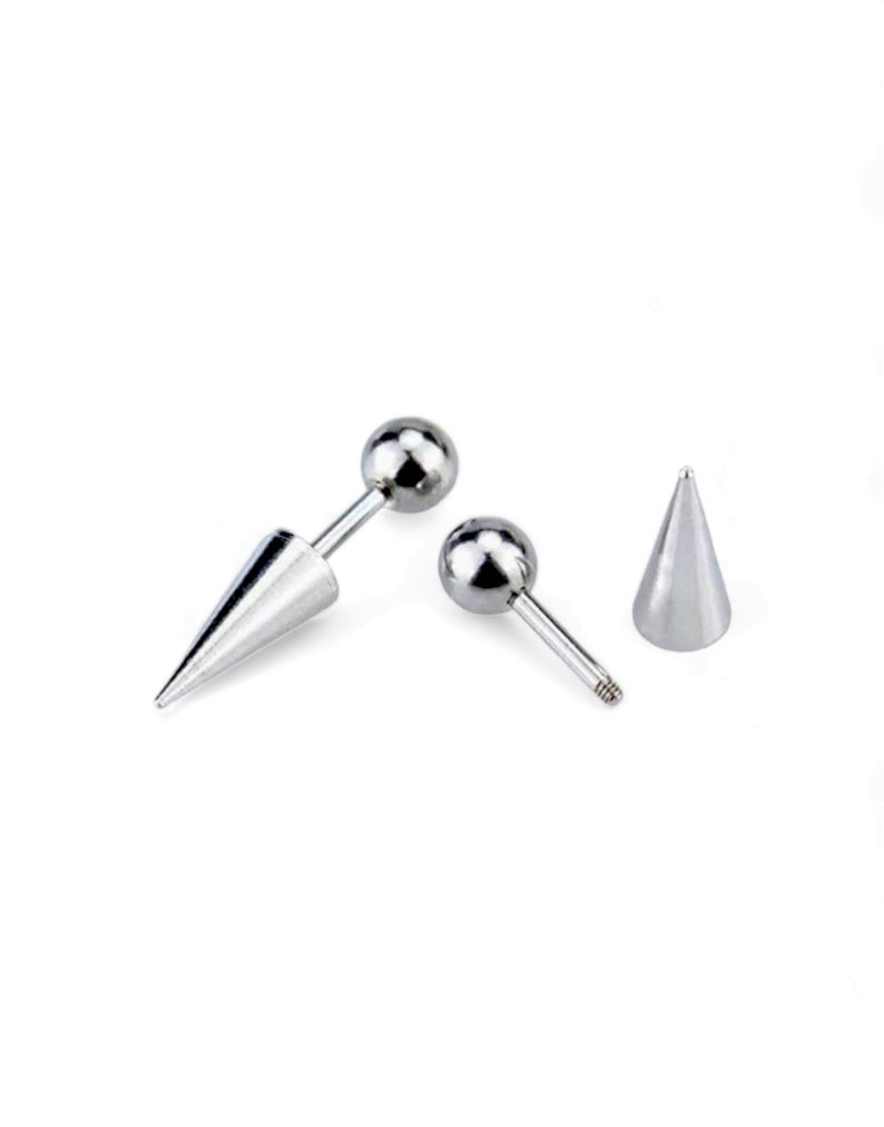 16G Spike Stud Earrings Stainless Steel Cone Barbells Helix Pierce Earrings image 6