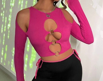 Pretty Pink Striped lurex thread O-ring Halter Top festival posh peasant top New Pretty Pink Striped lurex thread O-ring Halter Top festival posh peasant top New