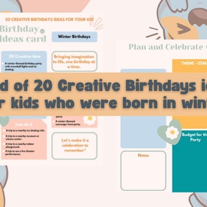 Card of 20 Creative Birthdays ideas for kids who were born in winter