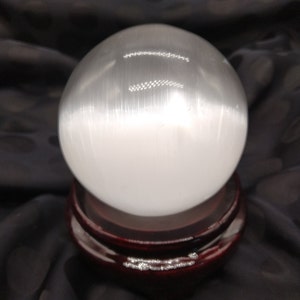 Selenite Crystal Sphere 8 cm. Healing Sphere. Includes display stand shown. Healing Gemstone. Large Crystal.