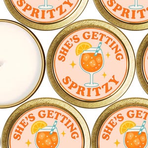 Aperol Spritz Bridal Shower Candle – “She’s Getting Spritzy” – Bachelorette Gift, Italy-Inspired Favor, Orange Cocktail Candle