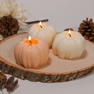 Set of 3 Pumpkin Candles | Halloween Decorations | Autumn Home Décor | Pumpkin Spice Candle | Halloween Table Décor | Handmade