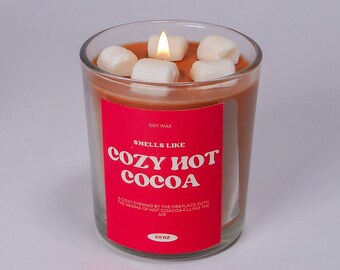 Hot Cocoa Scented Candle - 7oz Soy Wax, Chocolate & Marshmallow Fall Scent, 50 Hour Burn