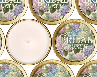 Hydrangea Bridal Brunch Favors: Personalized Soy Candle