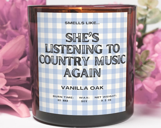 Cowgirl Country Music Candle: Vanilla Oak Scent - 9.5 OZ