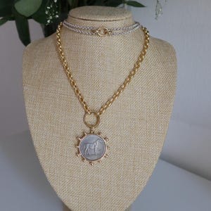 Sterling Silver Chunky Necklace: Gold-Filled Link Chain, Two-Tone Choker