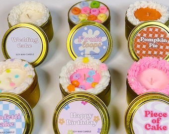 Cake Scented Soy Candle: Birthday, Wedding, Pumpkin Pie