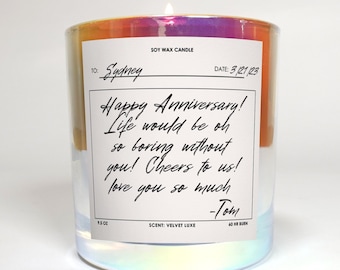 Gift for girlfrends, Personalized Candles, 1 Year Anniversary Soy Wax Anniversary Candle, Personalized Gift for Her