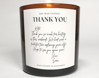 Thank You Personalized Message Candle, Thank You Gift Candle, Amber Jar,Soy Wax Candle