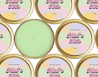 Custom Candle Favors: Personalized Birthday Party Gift, Soy Wax