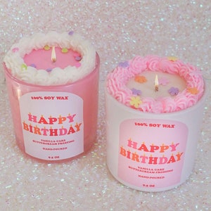 Happy Birthday Cake Soy Candle | Sprinkle Candle | Sprinkled Jar Vanilla Cake Scent | Hand Poured Small Business | Wood Wick