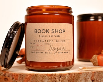 Old Bookshop Candle: Mahogany & Leather Scented Soy Wax Candle