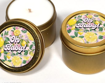 Lemon Baby Shower Favors: Soy Wax Candle, Spring Theme (Bulk)
