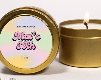 Custom Soy Candle Favors: Personalized Birthday Party Candles
