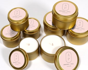 Bulk Wedding Candle Favors: Custom Initials, Soy Wax Candles