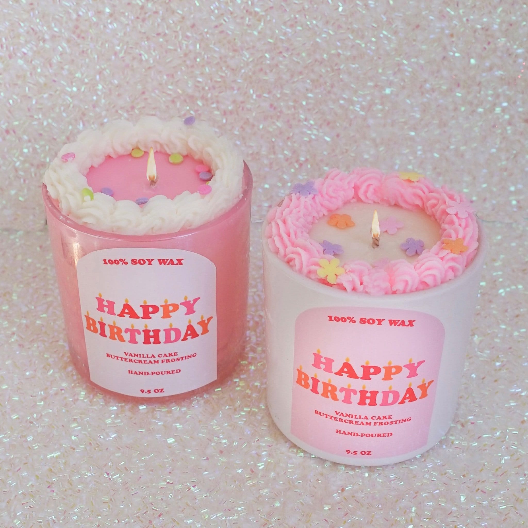 Birthday Cake Soy Candle: Vanilla Buttercream Scent, Sprinkled Jar