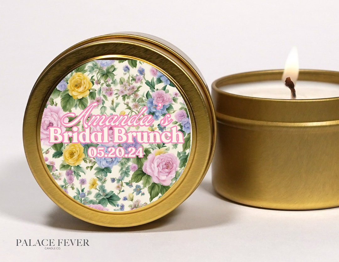 Floral Bridal Shower Favor Candle: Custom Text, Soy Wax - Etsy