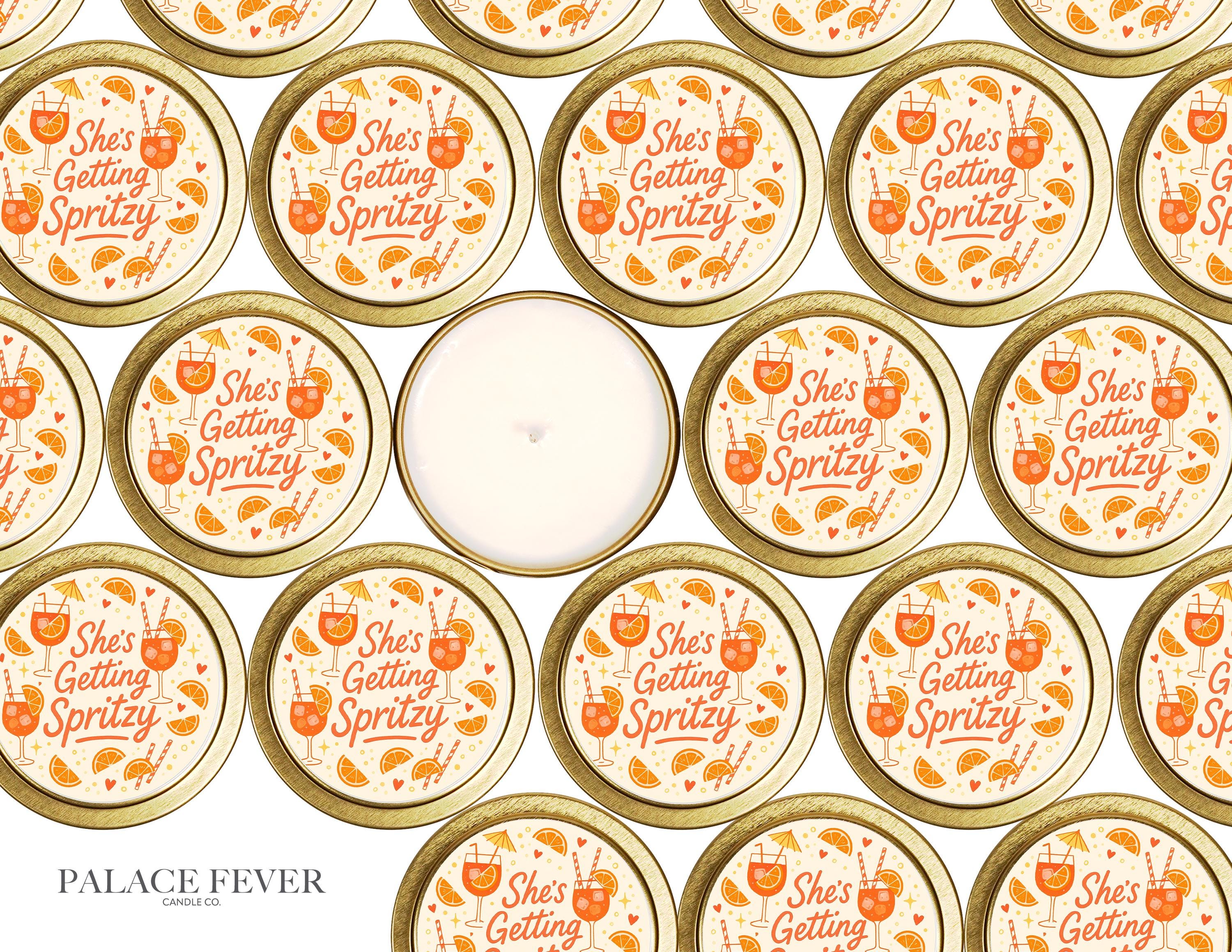 Aperol Spritz Bridal Shower Candle – “She’s Getting Spritzy” – Bachelorette Gift, Italy-Inspired Favor, Orange Cocktail Candle