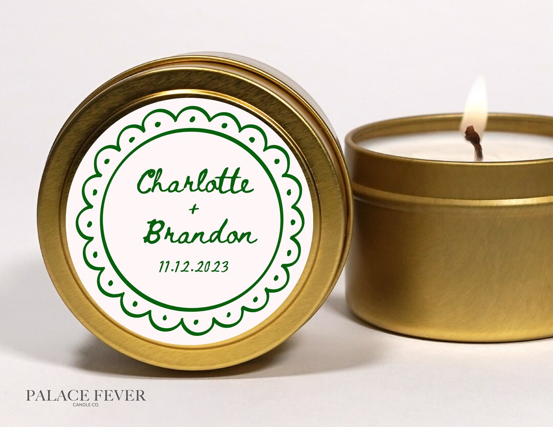 Personalized Wedding Candle Favors: Soy Wax Gold Tins, Set of 10 - Etsy