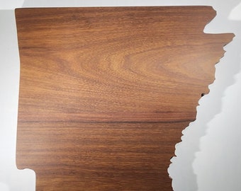 Granadillo (Mexican Rose Wood) Charcuterie board shaped in State of Arkansas. 11.5x13.25x.75 inches.