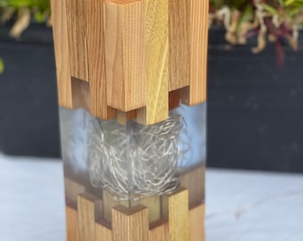 Epoxy resin wood lamp handmade, lamp, night light, resin table decor, decor light, handmade, resin table lamp, decorative lamp, resin light