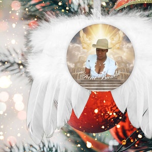 Personalized Memorial Ornament with Angel wings, Loved one in heaven ornament, Christmas Angel Ornament