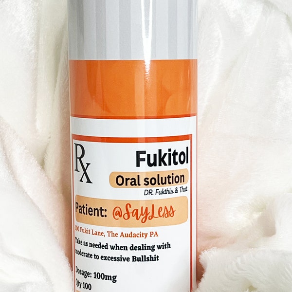Gobelet Fukitol personnalisé, faux couvercle glacé pour pilules 30 oz ou 20 oz gobelet maigre, cadeau unique chaud