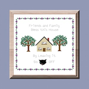 F Off House Cross Stitch Pattern Sampler PDF Digital Download