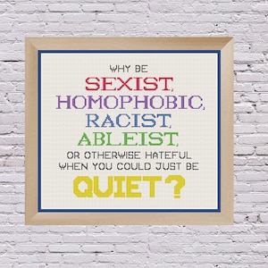 Pride Queer Subversive Anti-Racism Anti-Hate Anti-Ableism Anti-Homophobia Queer Cross Stitch Pattern PDF Digital Download