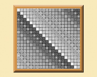 Giant Black and White Tiles Sampler Geometric Tiles Cross Stitch Pattern PDF Digital Download