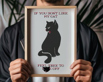 Black Cat Subversive Snarky Modern Cross Stitch Pattern