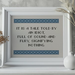 Shakespeare Sound and Fury Subversive Danger Yam Insult Cross Stitch Pattern PDF Digital Download