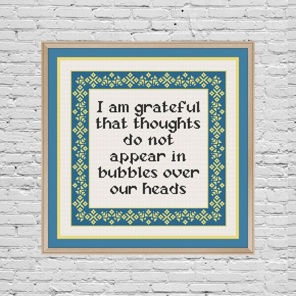 Grateful Thoughts Subversive Snarky Modern Cross Stitch Pattern PDF Digital Download