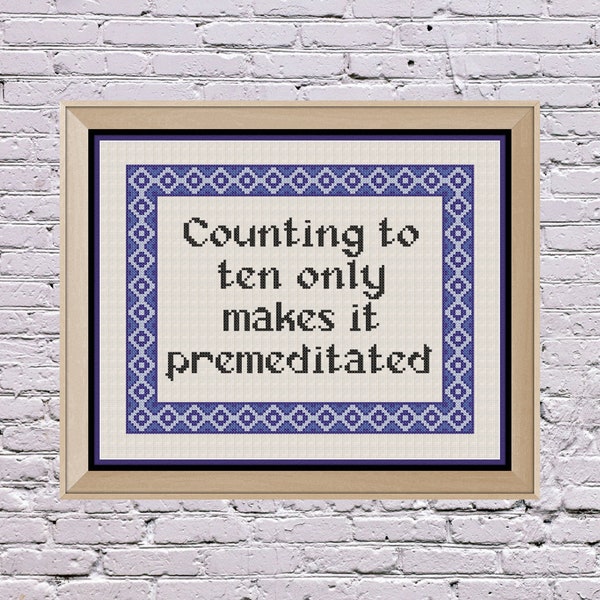 Premeditated Subversive Modern Snarky Cross Stitch Pattern PDF Digital Download