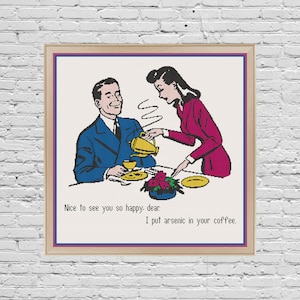 Subversive Retro Vintage Feminist Cartoon Cross Stitch Pattern Sampler PDF Digital Download