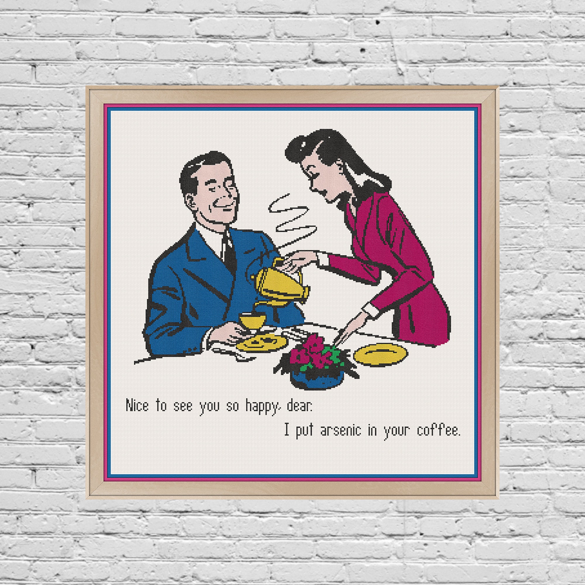 Subversive Retro Vintage Feminist Cartoon Cross Stitch Pattern Sampler PDF Digital Download