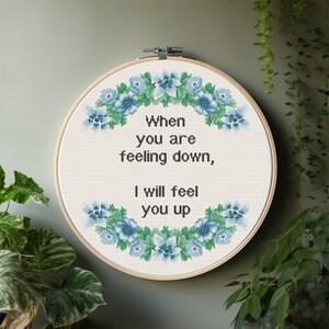 Feeling Down Funny Modern Subversive Floral Cross Stitch Pattern Digital Download